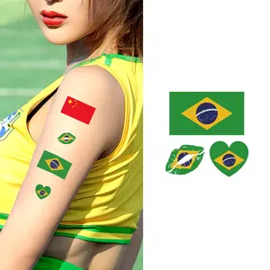 Hoge Kwaliteit Nationale Vlag Sticker Oem Voetbal Fans Gezicht Tattoo Sticker Nationale Vlag Lichaam Tijdelijke Sticker