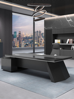 Société de luxe Modern Light Table de direction Mode simple patron Bureau et chaise combinés avec armoire latérale et bibliothèque