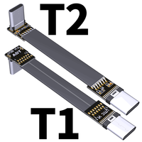 Cable de Extensión USB 3.1 Tipo C a Tipo C Shield FPV, Adaptador de 90 Grados, Cable Plano FPC USB C, 3A 10Gbps, Blindaje EMI