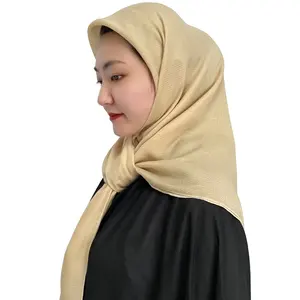 Xinji Weiwei Jacquard Square Hijab Plain Spun Polyester Voile Japan Tudung Bawal Cotton Voile Malaysia
