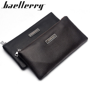 กระเป๋าสตางค์ใบยาวสำหรับผู้ชายแบรนด์ Baellerry หนังแท้ ซิปอเนกประสงค์ สีดำกาแฟ ลายเรียบ ใช้ได้ทุกวัน - Product Image 5