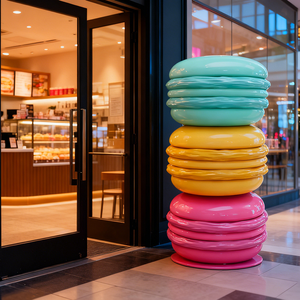 Sculpture géante personnalisée en fibre de verre Macaron, décoration colorée pour l'entrée d'un magasin de desserts, idéale pour les boulangeries, centres commerciaux et points photo - Product Image 1