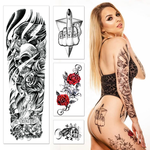 Tatouages temporaires tribaux pour hommes et femmes, autocollants pour bras, encre colorée non toxique, vente en gros - Product Image 1