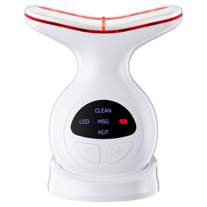 Masajeador facial y de cuello, dispositivo de belleza reafirmante recargable por USB con luz de 7 colores para limpieza y mejora de la piel - Product Image 3