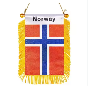 Drapeau du Sénégal à suspendre, mini drapeau de voiture pour la Coupe du Monde de Football, bannière pour rétroviseur avec ventouse, à franges dorées, double face, 10*15cm - Product Image 5