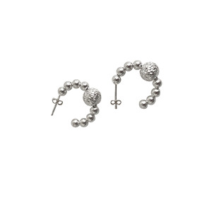 S925 Sterling Silver Huggie <b>Earrings</b> Ball Shape Geometric Design Everyday Wear <b>Fine</b> Stud <b>Earrings</b> - Product Image 5