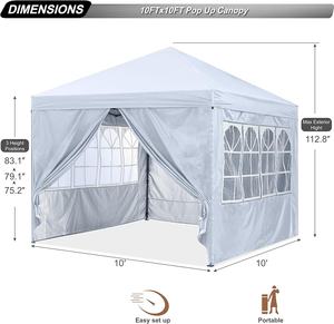 ABCCANOPY 10X10 Tente de gazebo pop-up fermée abri d'auvent instantané couleur blanche Barnums Pliants extérieur Faltpavillon - Product Image 5