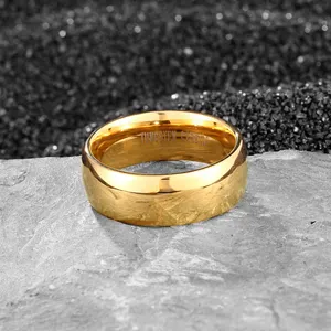 Cincin Perhiasan Berlapis Emas 14K, Cincin Pernikahan Polos Cincin Besar 4Mm 6Mm 8Mm untuk Pria dan Wanita