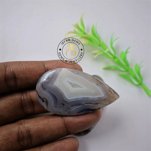 พลอยอาเกตธรรมชาติแบบแถบสี ขายดี คุณภาพสูง ขัดเงาอย่างดี สำหรับทำจี้เงินทำมือ - Product Image 3