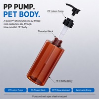 Bouteilles en PP moulées par soufflage PET, corps transparent, col de 32 mm, collier noir, pour huile capillaire, savon liquide, produits de bain et spa, vente en gros