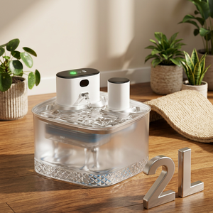 Fontanella Automatica Ricaricabile per Animali Domestici con Sensore, Serbatoio Trasparente e Filtro per Gatti da Interno, Design Moderno - Product Image 1