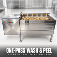 Industriële borstelrolreinigingsmachine voor het wassen en schillen van aardappelen, wortelen, cassave en zoete aardappelen, commercieel gebruik.