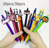 Lot de 20/30 stylos à thème instruments de musique, stylo créatif en PVC souple avec patch adhésif, stylo neutre pour étudiants, papeterie d'écriture, stylo à bille