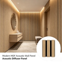 Panneau mural acoustique moderne en MDF à lattes de bois, panneau diffuseur d'absorption acoustique pour la décoration intérieure de villa, isolation phonique Akupanel