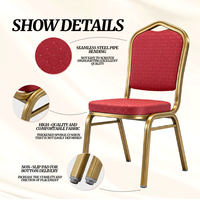 Chaises de banquet empilables de luxe en métal pour hôtels, conférences, événements, traiteurs, avec structure en acier commercial