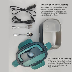 Fiambrera más cálida de 110V/12V/24V, 40W, 60W, 80W, calentador de alimentos, 2 compartimentos, fiambrera eléctrica para adultos, coche, camión, trabajo, viaje - Product Image 2