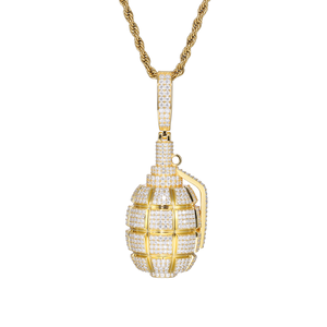 Colgante de <span class=keywords><strong>Granada</strong></span> de Alta Calidad, Novedad 2025, Popular, Plata 925, Totalmente Cubierto de Moissanita, Estilo Hip Hop, Unisex, Chapado en Oro, Certificado GRA - Product Image 1