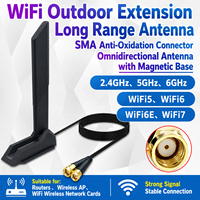 Tarjeta de red inalámbrica SMA de triple banda, extensión de 6GHz, 5,8 GHz, 2,4 GHz, antena de repuesto con base magnética para PC, ordenador de escritorio