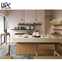 Table de présentation alimentaire en verre transparent sur mesure, vitrine à pain en bois, mobilier de présentation pour boulangerie