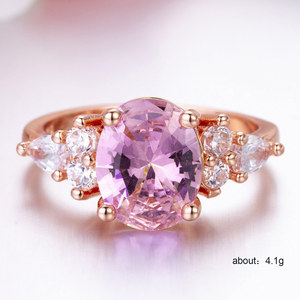 Anello da Donna Rosa Ovale Stile Principessa, Elegante Gioiello Regolabile in Lega per Fidanzamento - Product Image 5
