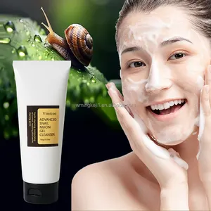 Private Label Korean Vegan Snail Mucin Gel Gently Cleansing Face Wash Oil Control Cleaning Pores Foam Snail Facial Cleanser