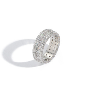 Bague pour homme en cuivre, 7,5 mm, vintage, ronde, entièrement en zirconium, brillante, simple, cercle - Product Image 6