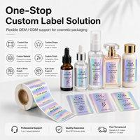 Étiquettes personnalisées imperméables pour petits flacons cosmétiques, autocollants holographiques à forte adhérence pour l'emballage des soins de la peau, des huiles essentielles et des parfums
