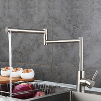 Robinet de cuisine moderne à poignée unique, à trou unique, en acier inoxydable 304, froid et chaud, réglable, flexible, pivotant, corps long, pliable