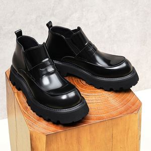Chaussures en cuir à bout carré ultra-modernes et tendance de haute qualité, fabriquées en cuir véritable avec lacets, légères et antidérapantes pour l'automne - Product Image 6