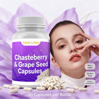 Complément Botanique pour Femmes en Capsules : Complexe de Gattilier et de Pépins de Raisin avec Inositol, Acide Hyaluronique, Isoflavones de Soja et Vitamine E