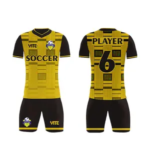 T-shirt de football personnalisé, maillot de football jaune, uniformes de football à la mode