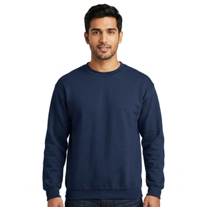 Sweat-shirt polaire uni à col rond pour homme, 50% coton 50% polyester, vente en gros d'usine - Product Image 1