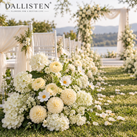 Instalasi Bunga Pernikahan Dahlia Hydrangea Putih Dallisten, Rangkaian Bunga Palsu untuk Latar Belakang Pengantin, Dekorasi Acara