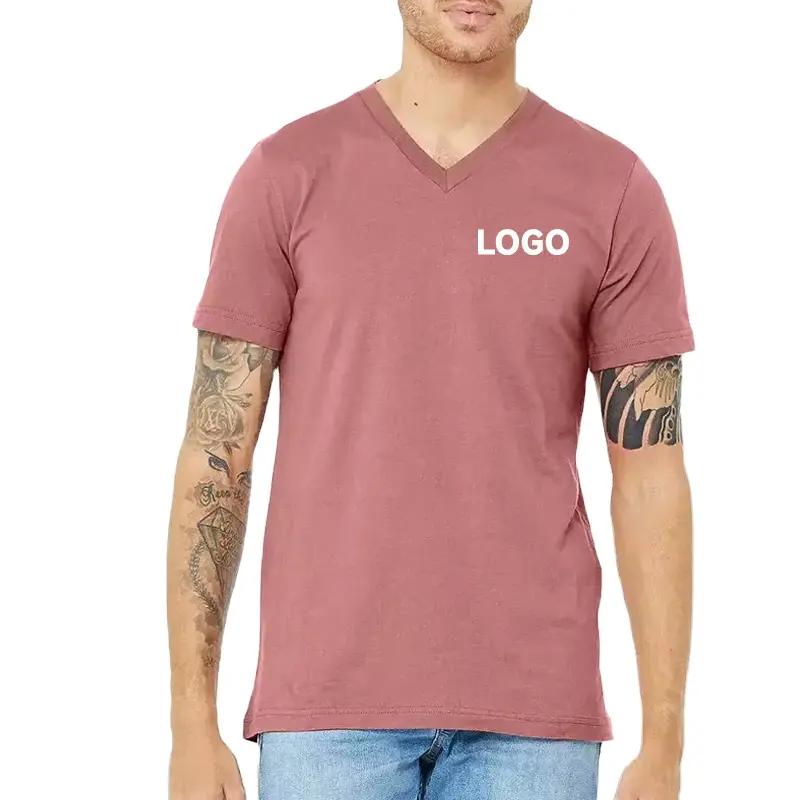 Maglietta da uomo di alta qualità in tinta unita abbigliamento in bambù con scollo a V T Shirt per gli uomini