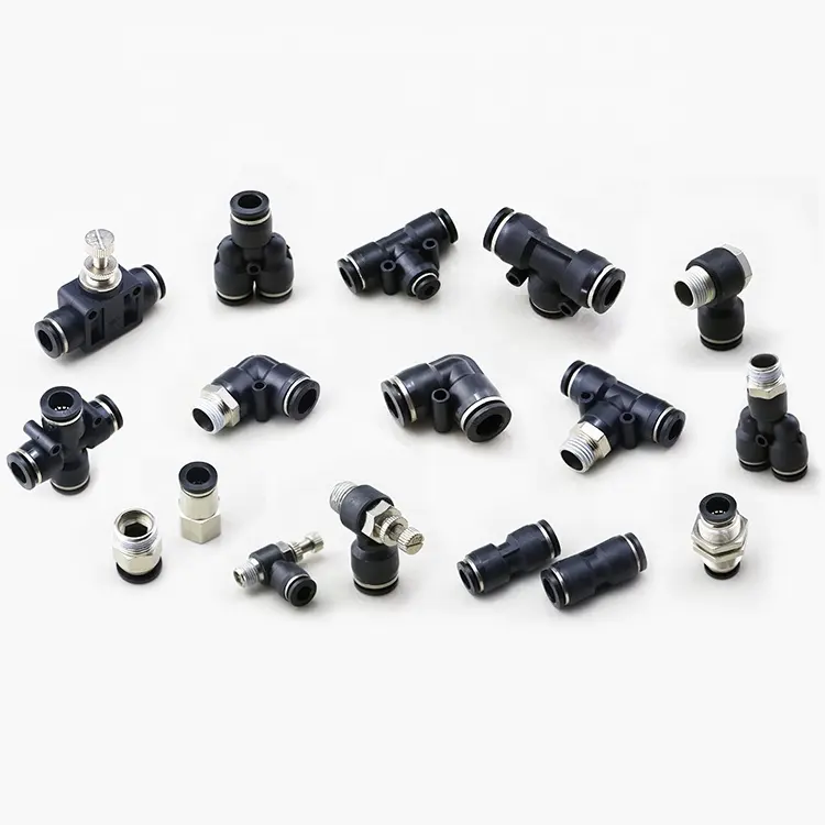 Medical Machine Brass Tee T Tube Connector Pneumatic Union Male Elbow One Touch Tube Quick Release Air Fittings Water
