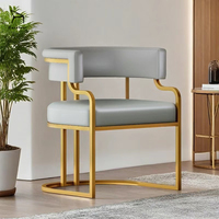Chaise de salle à manger en cuir de haute qualité EaseNeat, style luxe léger, pieds en métal, stable, antidérapante, pour salon