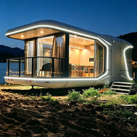Maison-capsule en aluminium disponible en version OEM, X5 X8, mobile, alimentée à l'énergie solaire, écologique, hôtel, appartement pour le glamping et le tourisme