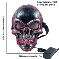 Masque lumineux à LED pour Halloween Cosplay Bleu Rouge Lueur lumineuse Effrayant Squelette Démon Crâne Masque adulte d'Halloween pour fête de vacances