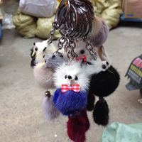 Boules de fourrure pompon porte-clés mignon Anime sac pendentif renard en peluche porte-clés anneau en gros