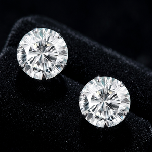 Boucles d'oreilles clous de luxe en argent sterling 92,5 plaqué rhodium avec zircon cubique rond pour femmes et jeunes filles – Bijoux raffinés éblouissants - Product Image 4
