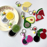 Porte-clés miroir en forme de fruits (pastèque/cerise/limon), porte-clés miroir acrylique dessin animé, breloque de sac Kawaii pour sac à dos, sac à main, clés de voiture