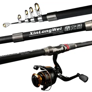 5 layers thickened carbon fiber telescopic fishing rod with reel complete set trolling rod kits big game fishing accessories