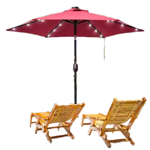 Modern 9FT Solar LED Lighted Anti-UV Patio <b>Umbrella</b> with Base for <b>Outdoor</b> Pool- Deck & Yard - Product Image 1