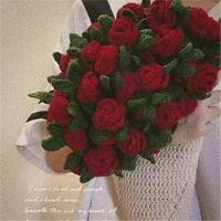 Paket Bahan Hadiah Kreatif Rajutan Bunga Mawar Lily Jasmine, Benang Tenun Tangan Grosir untuk DIY Selimut dan Buket Bunga