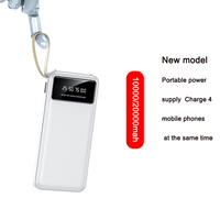 Batterie externe portable 20000 mAh avec cordon et câble, chargeur haute capacité, haute qualité, 10000 mAh, Power Banks 20000 mAh