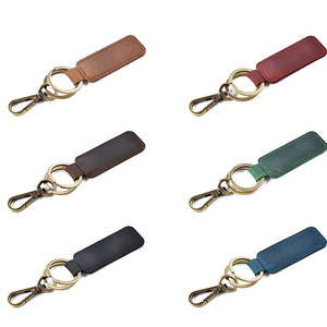 Porte-clés en cuir rétro en cuir de vachette avec fermoir mousqueton en métal, pendentif personnalisé anti-perte pour clés de <span class=keywords><strong>voiture</strong></span> - Product Image 2