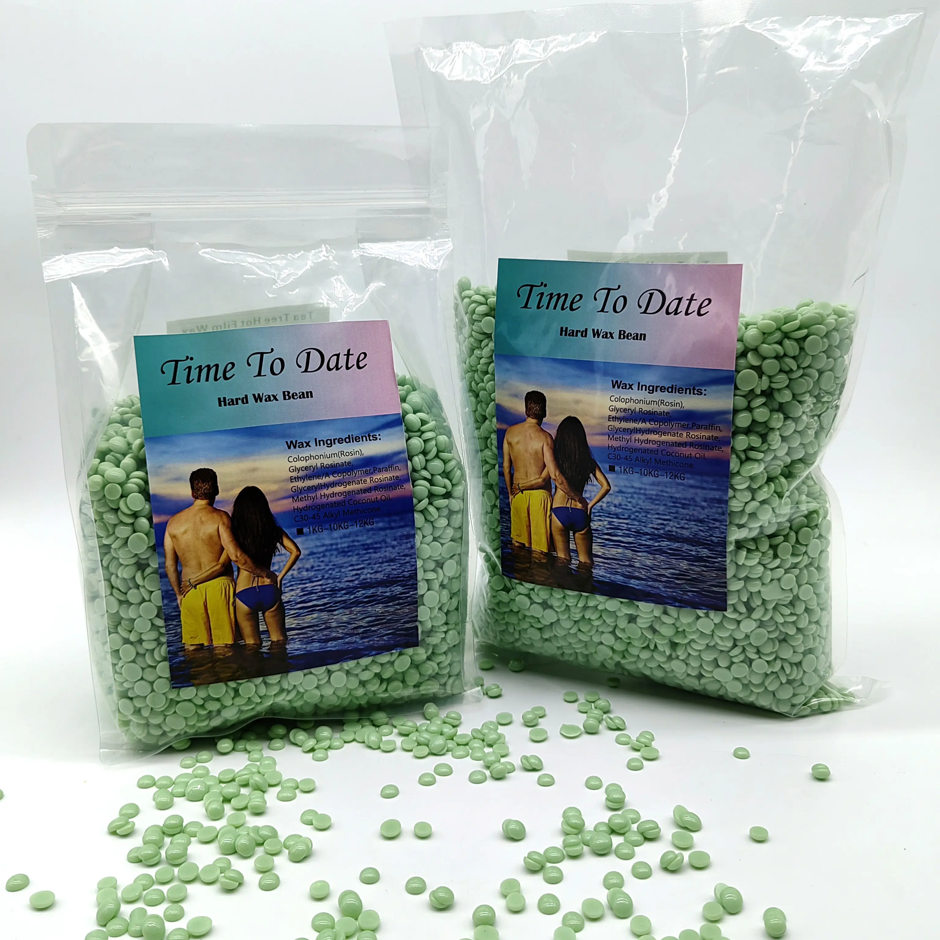 wholesale 2.2LB paper-free brazilian wax beads 1kg depilatory Tea tree green Spa Choice Rosin Multidirectional Hard Wax