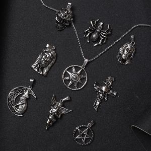 Vintage Herren Jesus Christliche Anhänger Edelstahl Religiöser Schmuck Punk Porträt Engel Anhänger Halskette Silber Herren Totenkopf - Product Image 3