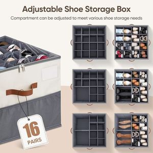 Shoe Organizer for Closet Shoe Storage Containers with Adjustable Dividers Space Saving Shoe <b>Box</b> Organizers Bins with Clear Lids - Product Image 6