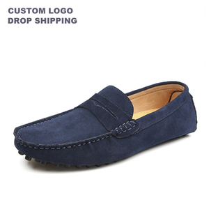 Chaussures <span class=keywords><strong>bateau</strong></span> de ville pour hommes avec logo personnalisé, en daim et cuir véritable, mocassins souples, décontractées et formelles, pour la conduite, pour hommes et femmes - Product Image 1